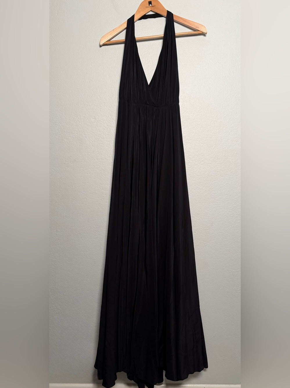 Milly Silk Black Halter Neck Open Back Maxi Dress evening gown flowy formal lbd